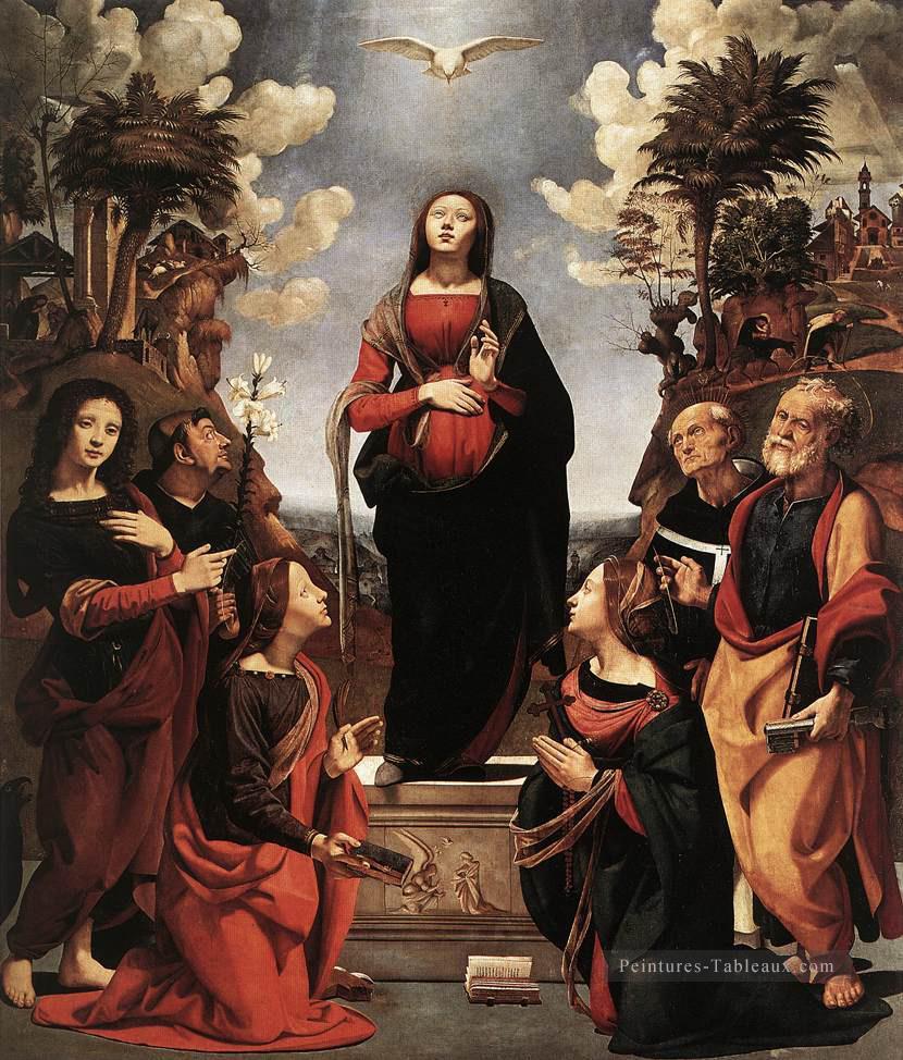 Immaculée Conception avec Saints Renaissance Piero di Cosimo Peintures à l'huile